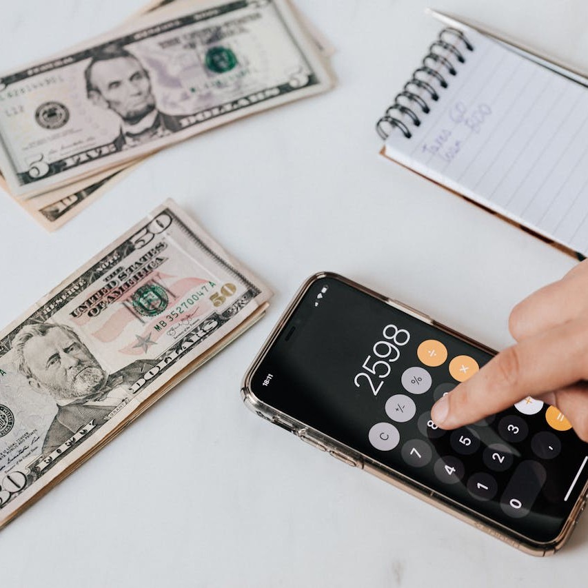 Person counting on a calculator